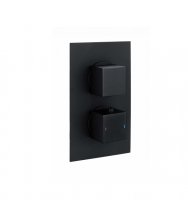 RAK Square Black Dual Outlet 2 Handle Thermostatic Concealed Shower Valve