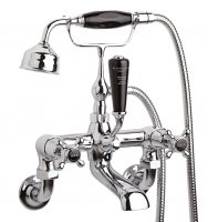 Bayswater Black & Chrome Crosshead Wall Mounted Bath Shower Mixer with Dome Collar