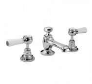 Bayswater White & Chrome Lever 3TH Deck Basin Mixer with Hex Collar