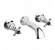 Bayswater Black & Chrome Crosshead 3TH Wall Bath Filler with Dome Collar