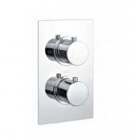 RAK Round Chrome Single Outlet 2 Handle Thermostatic Concealed Shower Valve