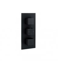 RAK Square Black Dual Outlet 3 Handle Thermostatic Concealed Shower Valve