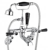 Bayswater Black & Chrome Lever Wall Mounted Bath Shower Mixer with Dome Collar