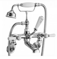 Bayswater White & Chrome Lever Wall Mounted Bath Shower Mixer with Hex Collar