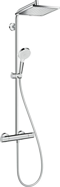 Hansgrohe Crometta E Showerpipe 240 1jet Ecosmart with Thermostatic Shower Mixer - Chrome