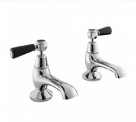 Bayswater Black & Chrome Lever Basin Taps with Dome Collar
