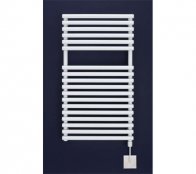 Bisque Straight Fronted Electric Towel Rail with non-adjustable thermostat - White - 1196mm x 496mm