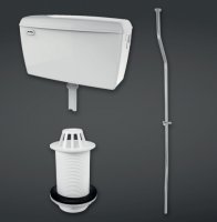 RAK Compact 4.5l Exposed Urinal Cistern Complete With Pipe Sets, Spreader And Waste For 3 Urinals