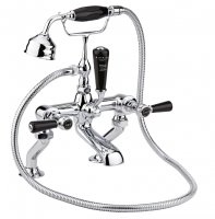 Bayswater Black & Chrome Lever Deck Mounted Bath Shower Mixer with Hex Collar