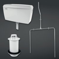 RAK Compact 9.0l Exposed Urinal Cistern Complete With Pipe Sets, Spreader And Waste For 2 Urinals