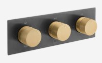 Vado Knurled X Fusion Brushed Black/Gold 3 Outlet Thermostatic Shower Valve
