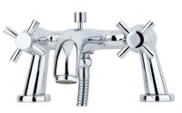 Perrin & Rowe Deck Mounted Bath Shower Mixer with Crosshead Handles