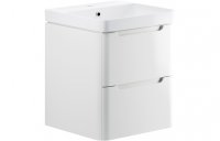 Purity Collection Lumbra 600mm 2 Drawer Wall Hung Basin Unit - White Gloss