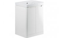 Purity Collection Lumbra 600mm 2 Door Floor Standing Basin Unit - White Gloss