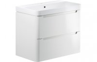 Purity Collection Lumbra 800mm 2 Drawer Wall Hung Basin Unit - White Gloss