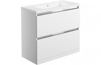 Purity Collection Carina 815mm 2 Drawer Floor Standing Basin Unit Inc. Basin - White Gloss