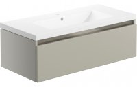 Purity Collection Carina 815mm 1 Drawer Wall Hung Basin Unit Inc. Basin - Latte