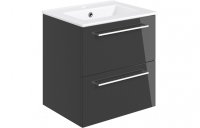 Purity Collection Volti 510mm Wall Hung 2 Drawer Basin Unit & Basin - Anthracite Gloss