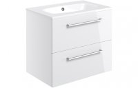 Purity Collection Volti 610mm Wall Hung 2 Drawer Basin Unit & Basin - White Gloss
