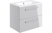 Purity Collection Volti 610mm Wall Hung 2 Drawer Basin Unit & Basin - Grey Gloss