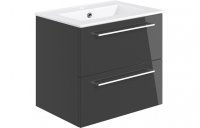 Purity Collection Volti 610mm Wall Hung 2 Drawer Basin Unit & Basin - Anthracite Gloss