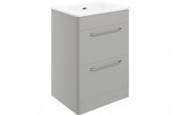 Purity Collection Garbo 610mm 2 Drawer Floor Unit & Basin - Grey Gloss