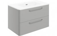 Purity Collection Garbo 810mm 2 Drawer Wall Unit & Basin - Grey Gloss