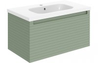 Purity Collection Accord 815mm Wall Hung 1 Drawer Basin Unit & Basin - Matt Willow Green