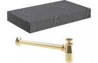Purity Collection Naturel 800mm Wall Hung Grey Marble Basin Shelf & Brushed Brass Bottle Trap