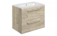 Purity Collection Volti 610mm Wall Hung 2 Drawer Basin Unit & Basin - Oak