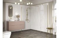 Purity Collection Icona 500mm Wetroom Side Panel & Arm - Brushed Brass