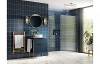 Purity Collection Icona 800mm Fluted Wetroom Panel & Support Bar - Brushed Brass