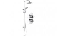 Purity Collection Cosmos Shower Pack Two - Two Outlet Twin Shower Valve w/Riser & Overhead Kit - Chrome