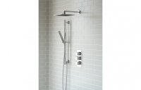 Purity Collection Meteor Shower Pack Three - Two Outlet Triple Shower Valve w/Riser & Overhead Kit - Chrome