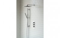 Purity Collection Meteor Shower Pack Three - Two Outlet Triple Shower Valve w/Riser & Overhead Kit - Chrome