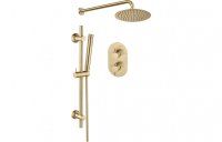 Purity Collection Round Concealed Valve Head & Arm Shower Pack - Brushed Brass