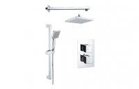 Purity Collection Square Concealed Valve Head & Arm Shower Pack - Chrome