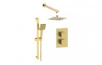 Purity Collection Square Concealed Valve Head & Arm Shower Pack - Brushed Brass