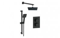 Purity Collection Square Concealed Valve Head & Arm Shower Pack - Matt Black