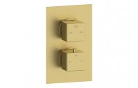Purity Collection Meteor Thermostatic Two Outlet Twin Shower Valve - Brushed Brass