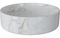 Purity Collection Opulent 355mm Ceramic Round Washbowl & Waste - Marble Effect