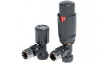 Purity Collection Round Thermostatic Anthracite Radiator Valves - Angled
