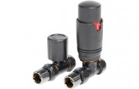 Purity Collection Round Thermostatic Anthracite Radiator Valves - Straight