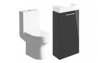 Purity Collection Volti 410mm Floor Standing Basin Unit & C/C Toilet Pack - Anthracite Gloss