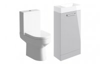 Purity Collection Volti 410mm Floor Standing Basin Unit & C/C Toilet Pack - Grey Gloss