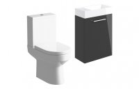 Purity Collection Volti 410mm Wall Hung Basin Unit & C/C Toilet Pack - Anthracite Gloss