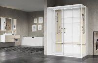 Novellini Skill Dual Hammam Multifunction Steam Cubicle with 2 Sliding Doors + 2 Fixed In Line Panels (Corner Installation)