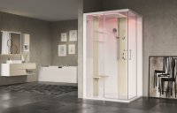 Novellini Skill A Essential 100 x 80cm Multifunction Shower Cubicle with 2 Sliding Doors & 2 Fixed Panels (Corner Entry)