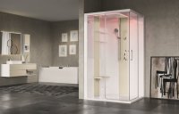 Novellini Skill A Essential 120 x 80cm Multifunction Shower Cubicle with 2 Sliding Doors & 2 Fixed Panels (Corner Entry)