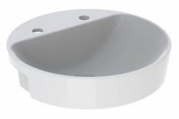 Geberit VeriForm 500mm Round Semi-Recessed 2 Tap Hole Basin - With Overflow